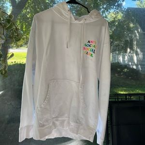 Antisocial social club white hoodie with butterfly detail on back